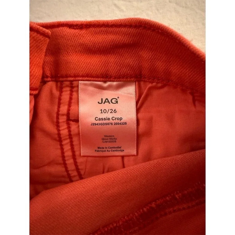 JAG Cassie Mid Rise Crop Slim Straight Leg Jeans Salsa Red Orange 10 J2943GDS676